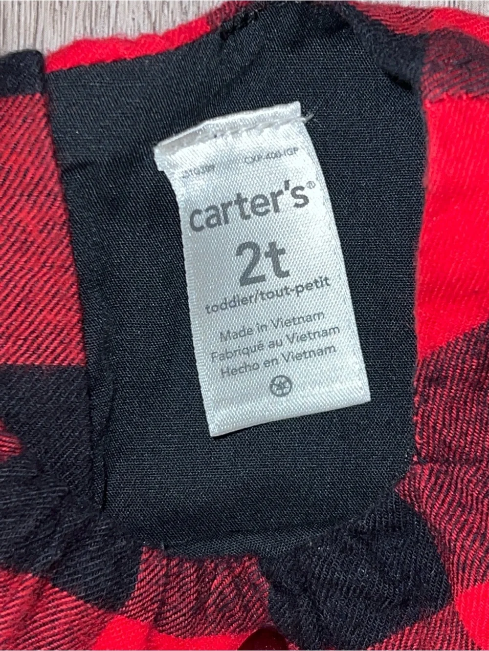 Carter's Toddler Girls Red Black Buffalo Plaid Dress Size 2T Holiday Christmas